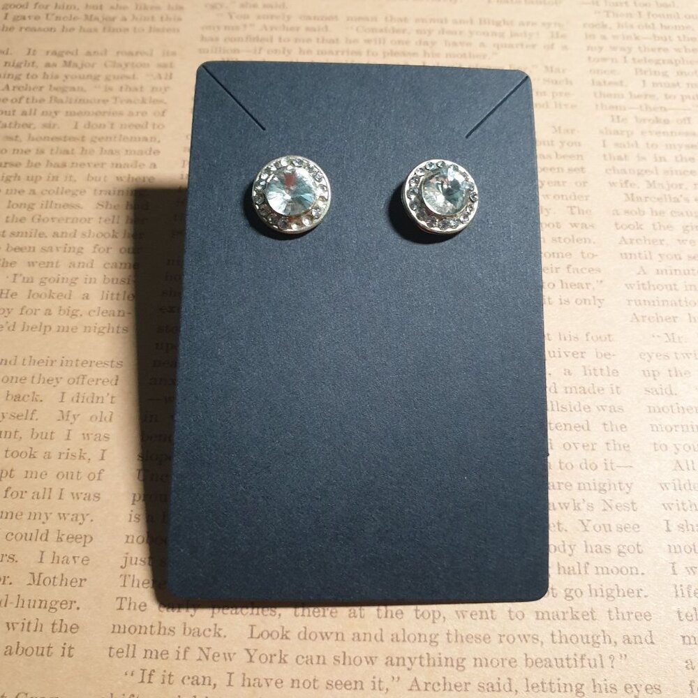 Silver Tone Crystal Stud Earrings Halo Clear Rhinestones Women Costume Fashion